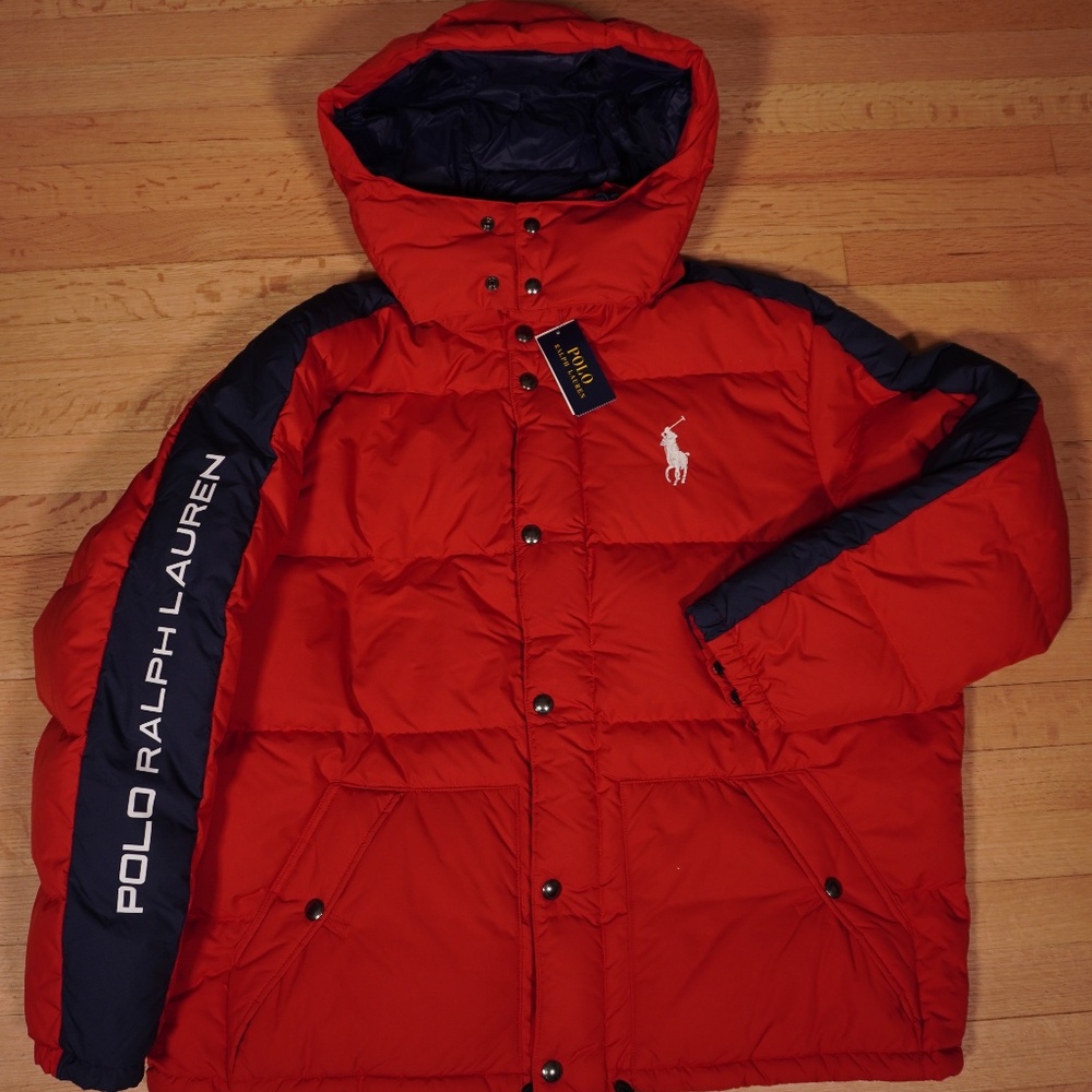 Polo Ralph Lauren Puffer Jacket Red Blue White 1XB Polyester Cotton Brand New